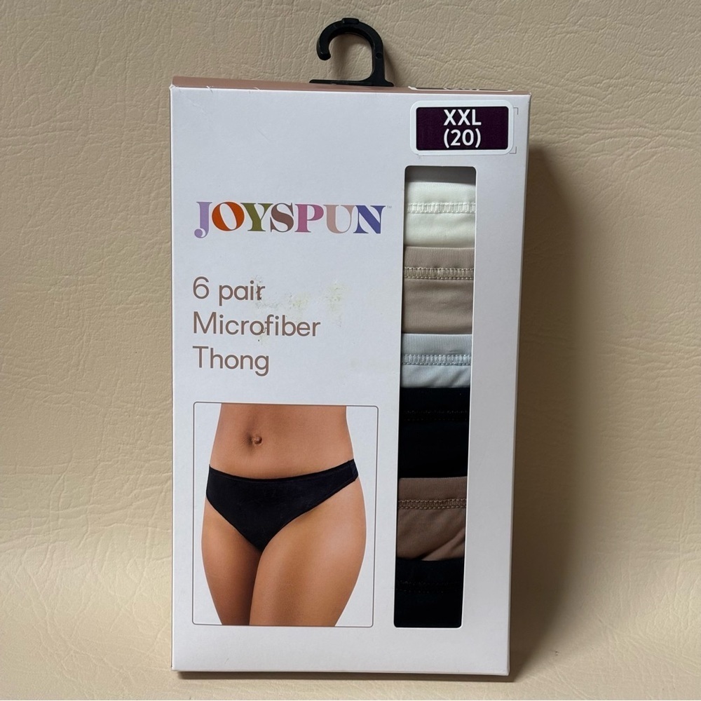 Joyspun Women's Microfiber Thong Panties, 6-Pack, Size XXL (20)